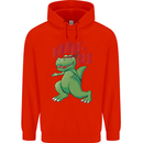 Karat-Rex Karate T-Rex Dinosaur Mens 80% Cotton Hoodie Bright Red
