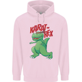 Karat-Rex Karate T-Rex Dinosaur Mens 80% Cotton Hoodie Light Pink