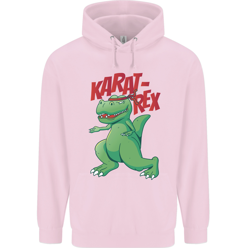 Karat-Rex Karate T-Rex Dinosaur Mens 80% Cotton Hoodie Light Pink