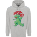 Karat-Rex Karate T-Rex Dinosaur Mens 80% Cotton Hoodie Sports Grey