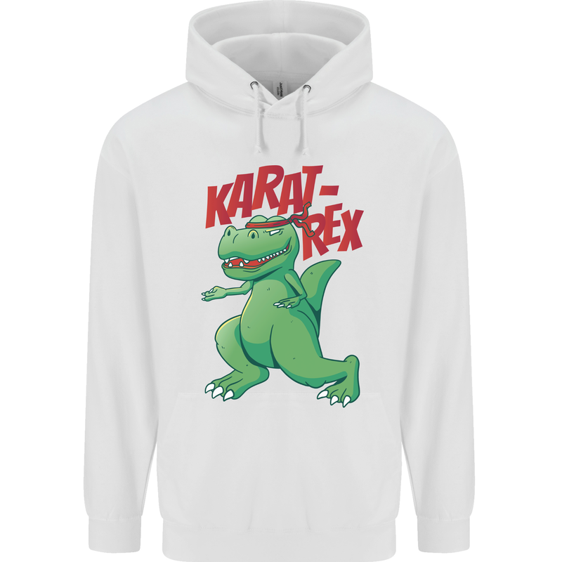 Karat-Rex Karate T-Rex Dinosaur Mens 80% Cotton Hoodie White