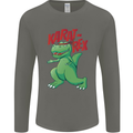 Karat-Rex Karate T-Rex Dinosaur Mens Long Sleeve T-Shirt Charcoal