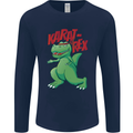 Karat-Rex Karate T-Rex Dinosaur Mens Long Sleeve T-Shirt Navy Blue