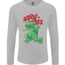 Karat-Rex Karate T-Rex Dinosaur Mens Long Sleeve T-Shirt Sports Grey