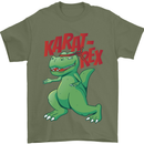 Karat-Rex Karate T-Rex Dinosaur Mens T-Shirt 100% Cotton Military Green
