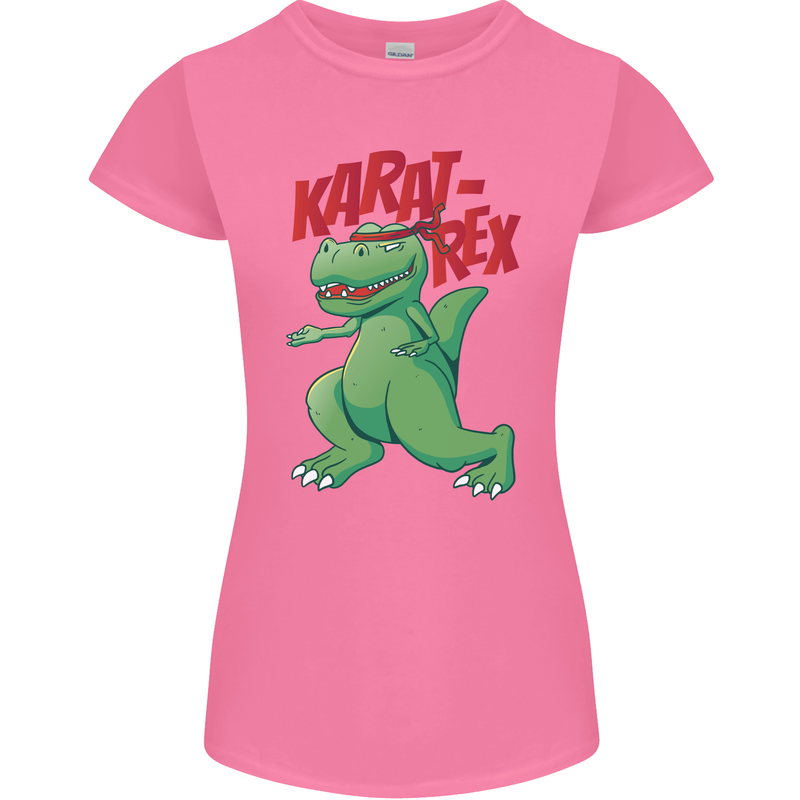 Karat-Rex Karate T-Rex Dinosaur Womens Petite Cut T-Shirt Azalea
