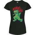 Karat-Rex Karate T-Rex Dinosaur Womens Petite Cut T-Shirt Black