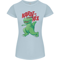 Karat-Rex Karate T-Rex Dinosaur Womens Petite Cut T-Shirt Light Blue