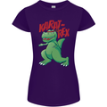 Karat-Rex Karate T-Rex Dinosaur Womens Petite Cut T-Shirt Purple