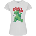 Karat-Rex Karate T-Rex Dinosaur Womens Petite Cut T-Shirt White