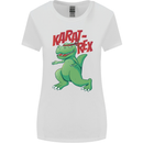 Karat-Rex Karate T-Rex Dinosaur Womens Wider Cut T-Shirt White
