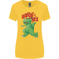 Karat-Rex Karate T-Rex Dinosaur Womens Wider Cut T-Shirt Yellow