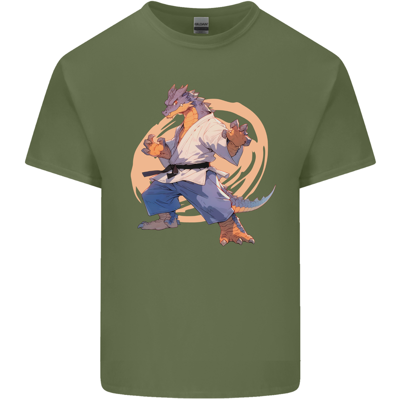 Karate Dragon Martial Arts MMA Mens Cotton T-Shirt Tee Top Military Green