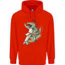 Karate T-Rex Dinosaur Mens 80% Cotton Hoodie Bright Red