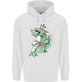 Karate T-Rex Dinosaur Mens 80% Cotton Hoodie White