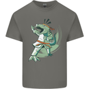 Karate T-Rex Dinosaur Mens Cotton T-Shirt Tee Top Charcoal