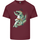 Karate T-Rex Dinosaur Mens Cotton T-Shirt Tee Top Maroon