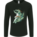 Karate T-Rex Dinosaur Mens Long Sleeve T-Shirt Black