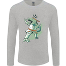 Karate T-Rex Dinosaur Mens Long Sleeve T-Shirt Sports Grey