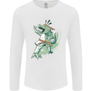 Karate T-Rex Dinosaur Mens Long Sleeve T-Shirt White