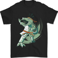 Karate T-Rex Dinosaur Mens T-Shirt 100% Cotton Black