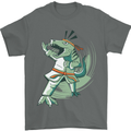 Karate T-Rex Dinosaur Mens T-Shirt 100% Cotton Charcoal