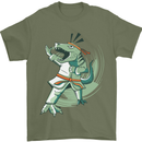Karate T-Rex Dinosaur Mens T-Shirt 100% Cotton Military Green