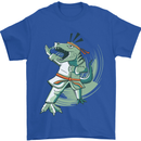 Karate T-Rex Dinosaur Mens T-Shirt 100% Cotton Royal Blue