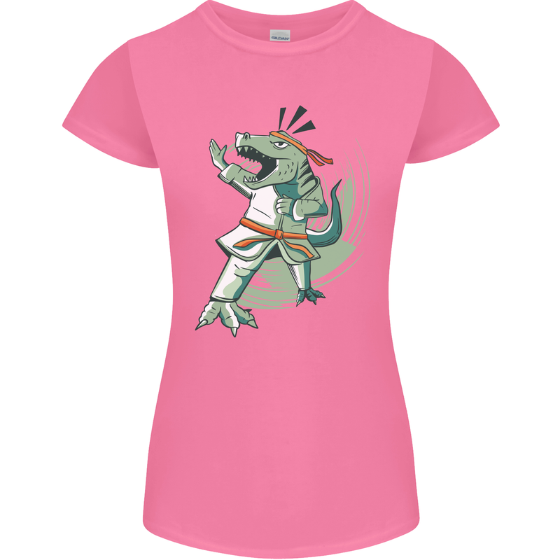 Karate T-Rex Dinosaur Womens Petite Cut T-Shirt Azalea