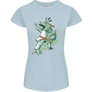 Karate T-Rex Dinosaur Womens Petite Cut T-Shirt Light Blue