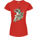 Karate T-Rex Dinosaur Womens Petite Cut T-Shirt Red