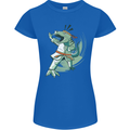 Karate T-Rex Dinosaur Womens Petite Cut T-Shirt Royal Blue