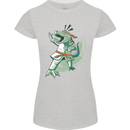 Karate T-Rex Dinosaur Womens Petite Cut T-Shirt Sports Grey
