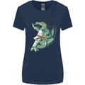 Karate T-Rex Dinosaur Womens Wider Cut T-Shirt Navy Blue