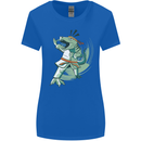 Karate T-Rex Dinosaur Womens Wider Cut T-Shirt Royal Blue