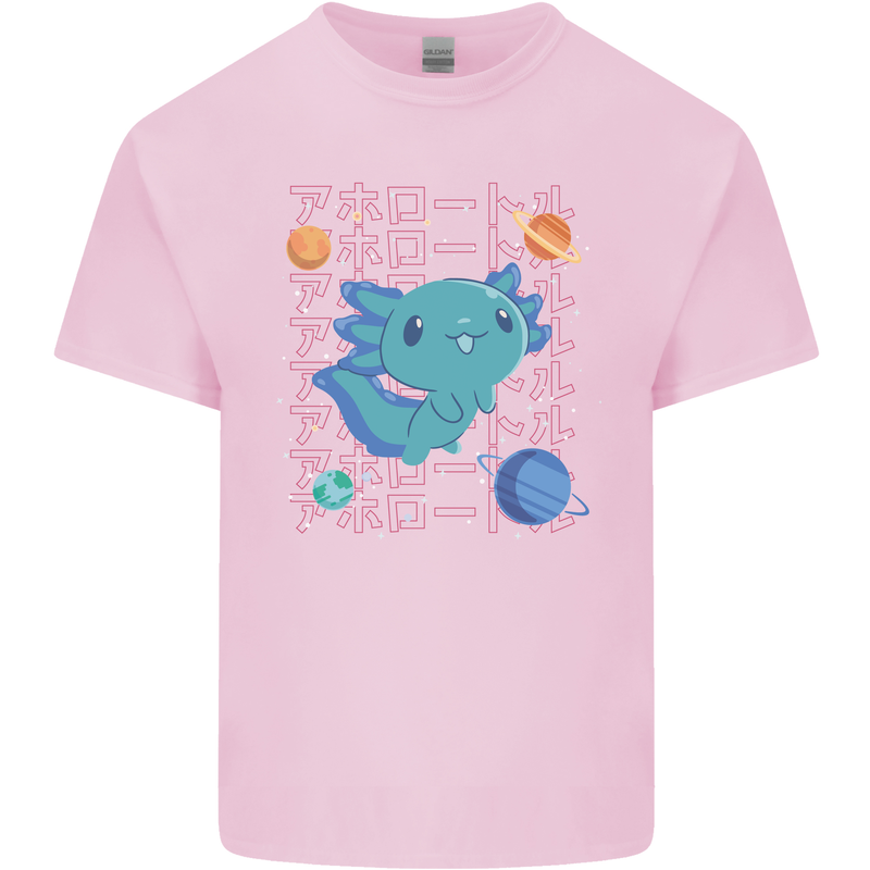 Kawaii Axolotl in Space Kids T-Shirt Childrens Light Pink