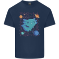 Kawaii Axolotl in Space Kids T-Shirt Childrens Navy Blue