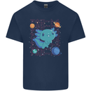 Kawaii Axolotl in Space Kids T-Shirt Childrens Navy Blue