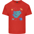 Kawaii Axolotl in Space Kids T-Shirt Childrens Red