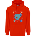 Kawaii Axolotl in Space Mens 80% Cotton Hoodie Bright Red