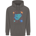 Kawaii Axolotl in Space Mens 80% Cotton Hoodie Charcoal