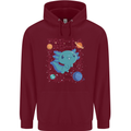 Kawaii Axolotl in Space Mens 80% Cotton Hoodie Maroon