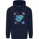 Kawaii Axolotl in Space Mens 80% Cotton Hoodie Navy Blue