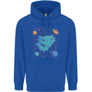 Kawaii Axolotl in Space Mens 80% Cotton Hoodie Royal Blue