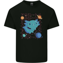 Kawaii Axolotl in Space Mens Cotton T-Shirt Tee Top Black