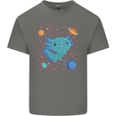 Kawaii Axolotl in Space Mens Cotton T-Shirt Tee Top Charcoal
