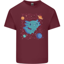 Kawaii Axolotl in Space Mens Cotton T-Shirt Tee Top Maroon