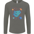 Kawaii Axolotl in Space Mens Long Sleeve T-Shirt Charcoal