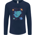 Kawaii Axolotl in Space Mens Long Sleeve T-Shirt Navy Blue