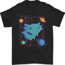 Kawaii Axolotl in Space Mens T-Shirt 100% Cotton Black